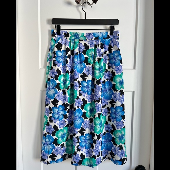 Vintage Green & Blue Floral Skirt - Picture 1 of 12